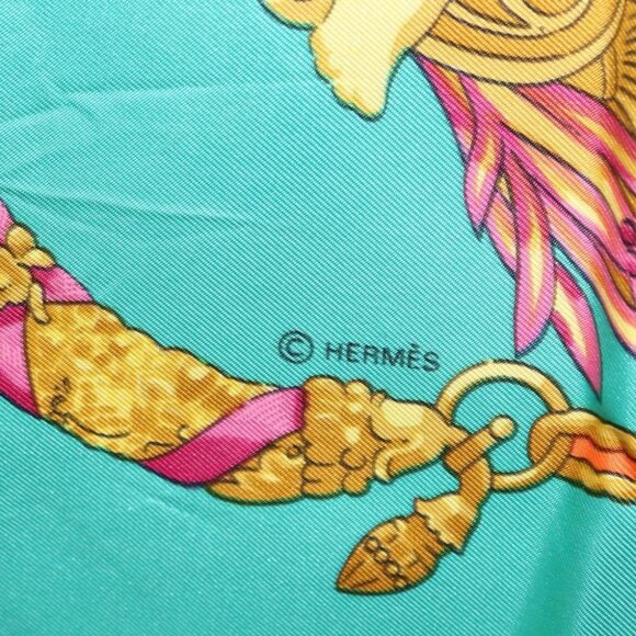 HERMES Carre 90 Scarf ""HOMMAGE A CHARLES GARNIER"" Silk Green Auth BA6851 - Picture 7 of 9